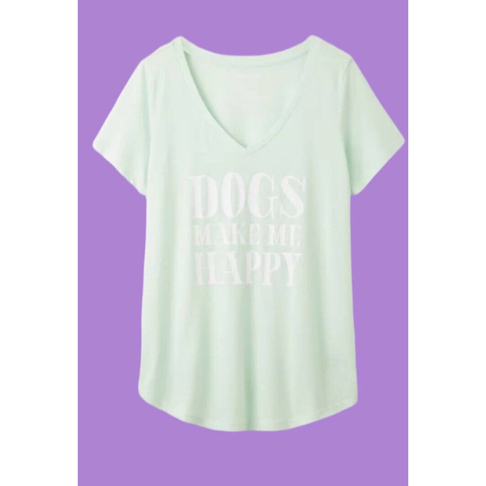 Torrid Plus Size 3X Girlfriend Tee Jersey Dogs Make Me Happy Jade Green …